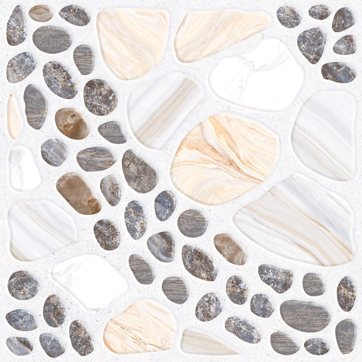 Natural pebble mosaic tile